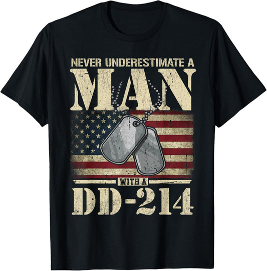 DD 214 Alumni Never Underestimate an Old Man with A DD-214 T-Shirt - T-Shirt | Black