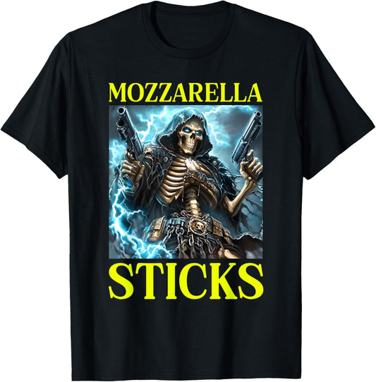 Hard Skeleton Meme Mozzarella Sticks T-Shirt - T-Shirt | Black
