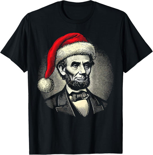 Christmas Abraham Lincoln Presidential Portrait Abe Lincoln T-Shirt - T-Shirt | Black