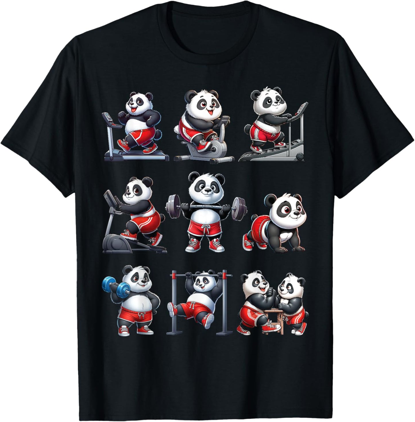 Panda Fitness Collection Gym Workout Weightlifting Sport T-Shirt - T-Shirt | Black