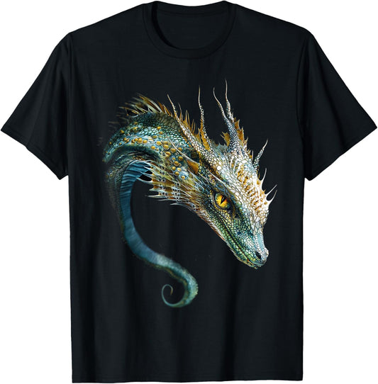 Sea Dragon Motif Mythical Art Sea Dragon T-Shirt - T-Shirt | Black
