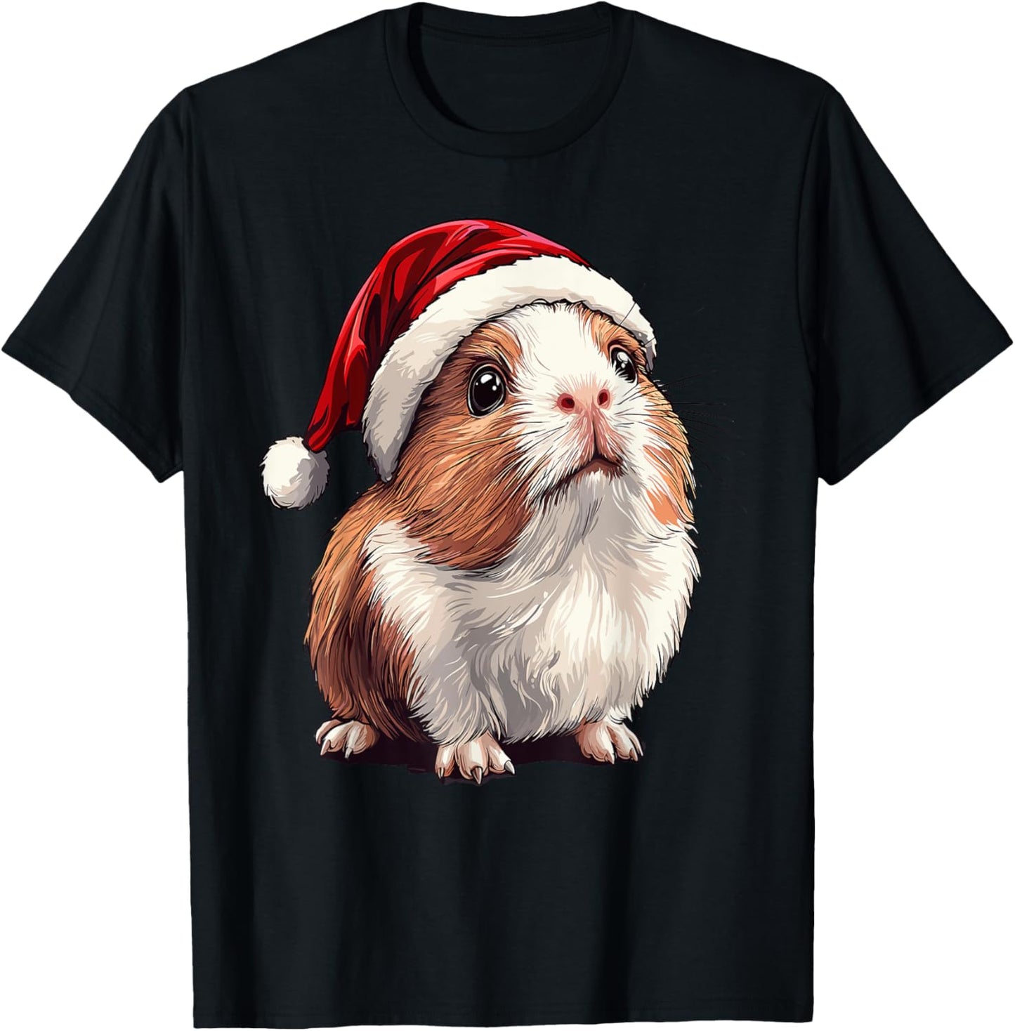 Xmas Guinea Pig Lovers Christmas Pajama Guinea Pig Santa Hat T-Shirt - T-Shirt | Black