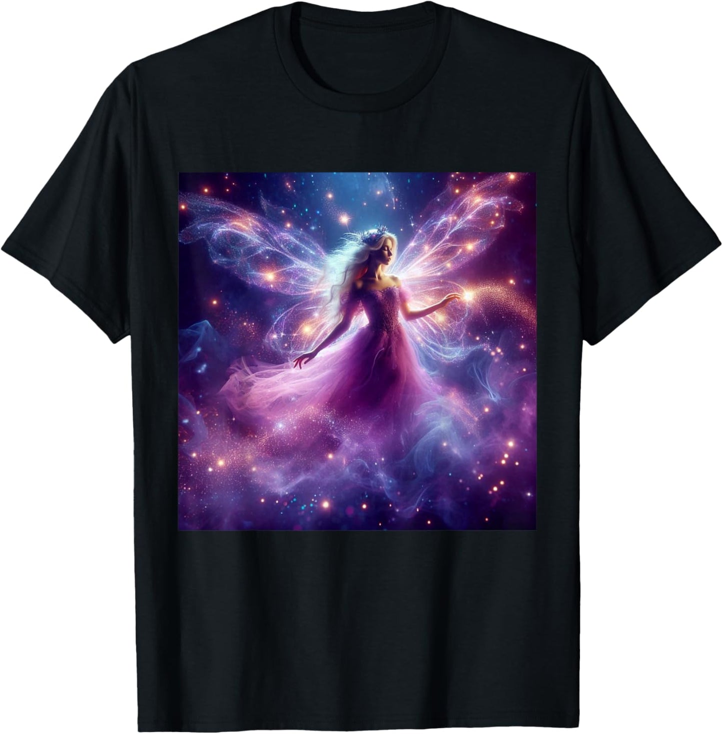 Beautiful Enchanted Fairy Sparkling with Magical Purple Mist T-Shirt - T-Shirt | Black