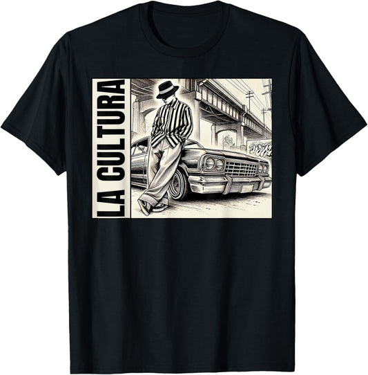 Chicano Mexican Culture Lowriders Classic La Cultura Cholo T-Shirt - T-Shirt | Black
