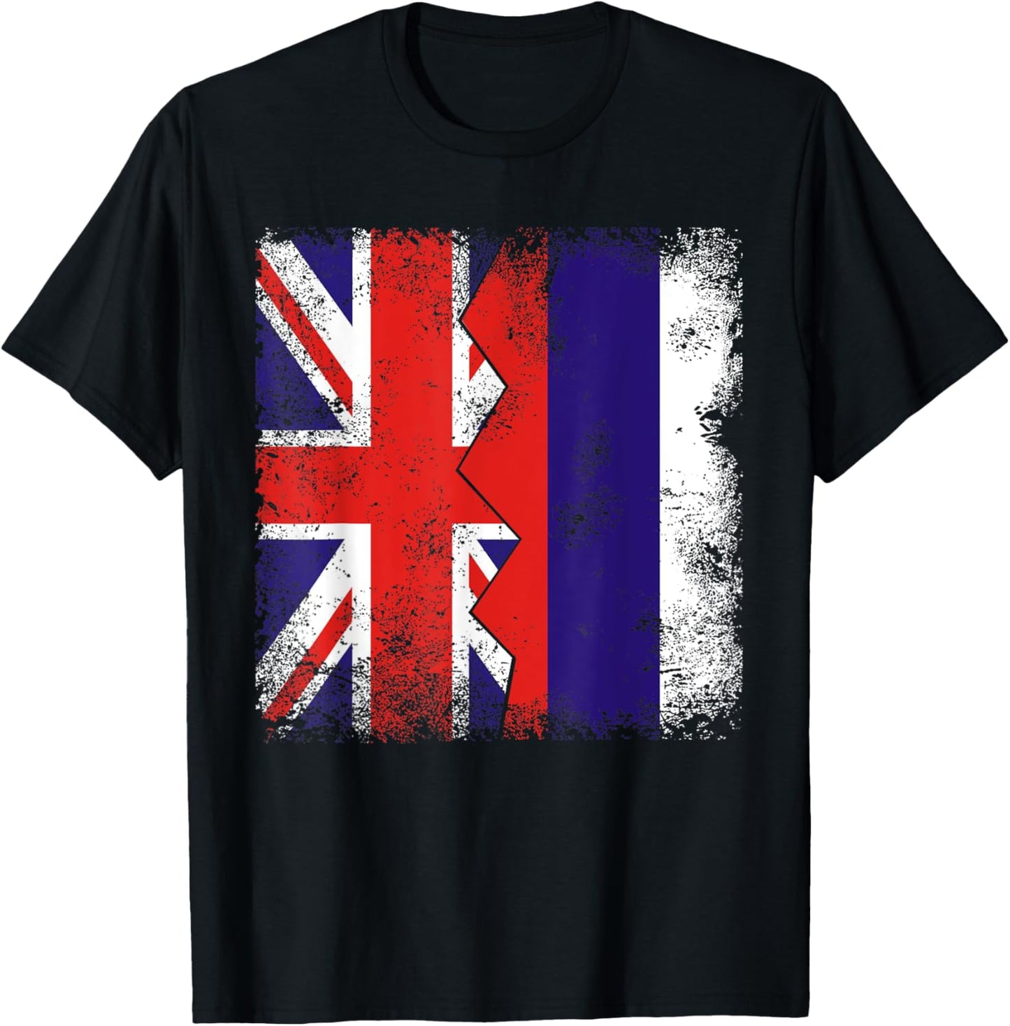 Russian Roots | Half British Flags | UK Russia Vintage T-Shirt - T-Shirt | Black