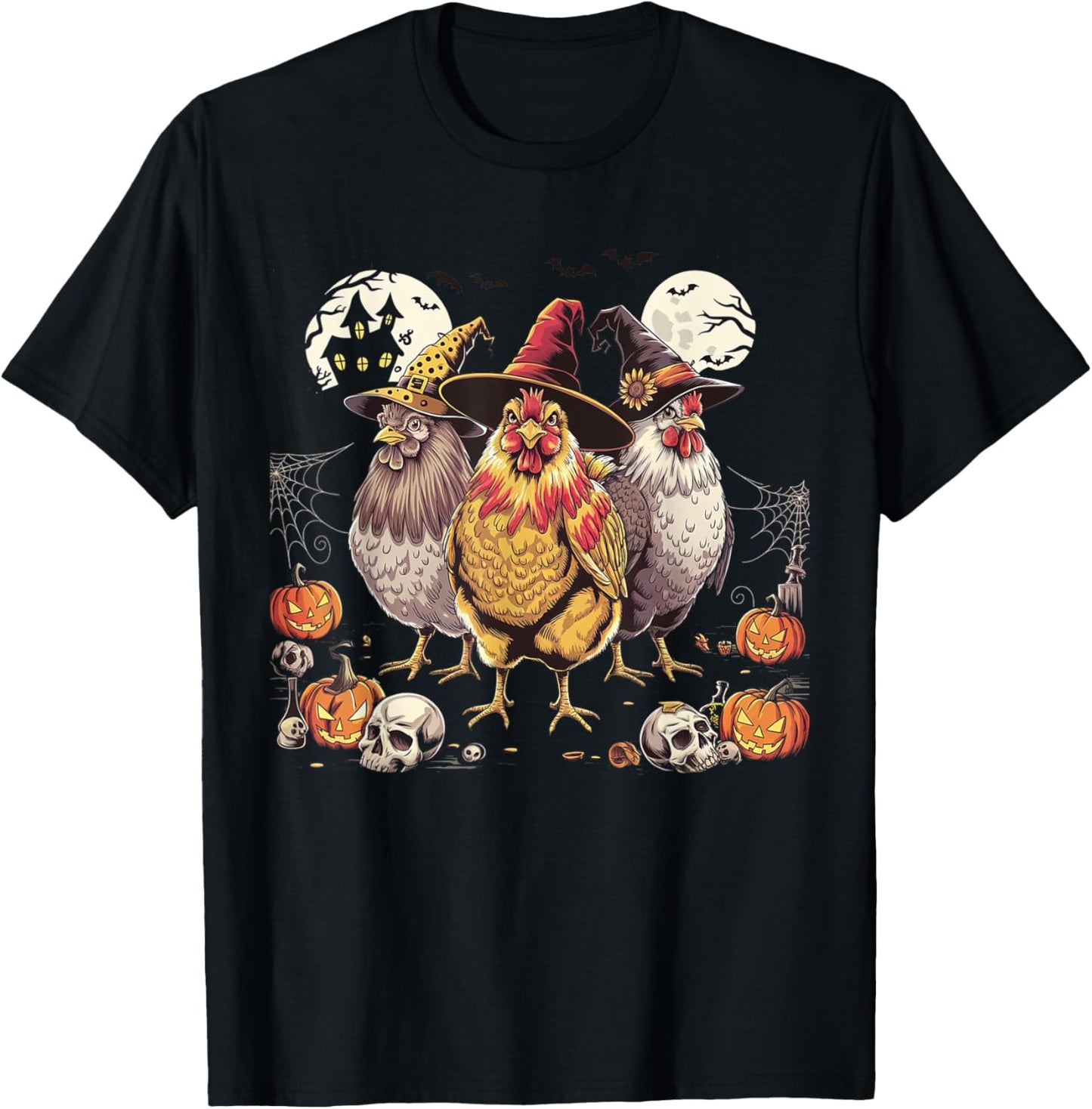 Funny Halloween Chicken Costume Spooky Season Chickens Witch T-Shirt - T-Shirt | Black