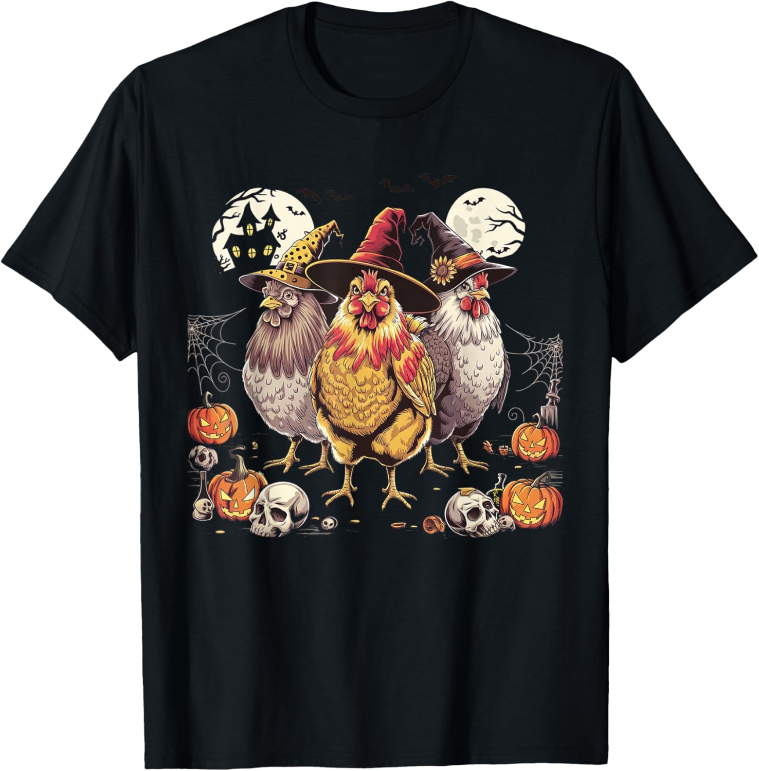 Funny Halloween Chicken Costume Spooky Season Chickens Witch T-Shirt - T-Shirt | Black