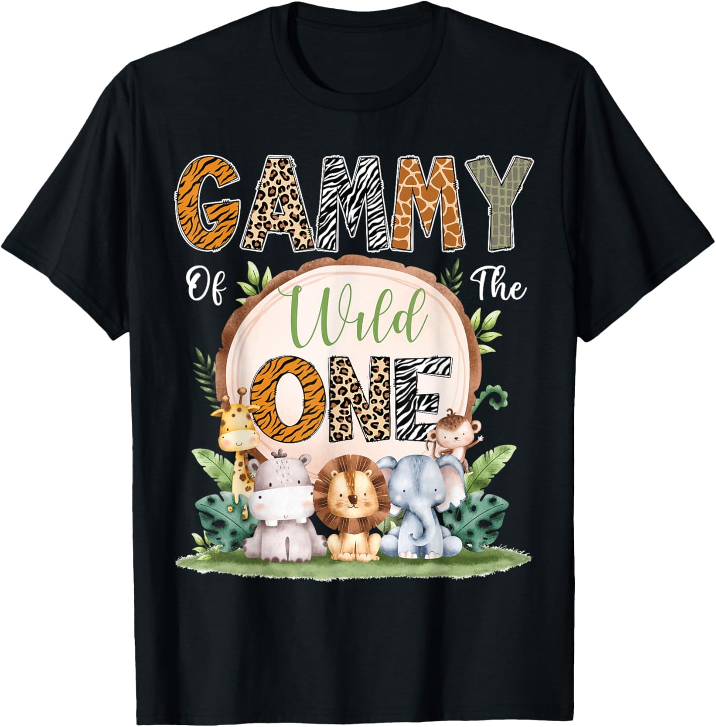 Gammy Of The Wild One First Birthday Safari Woodland T-Shirt - T-Shirt | Black