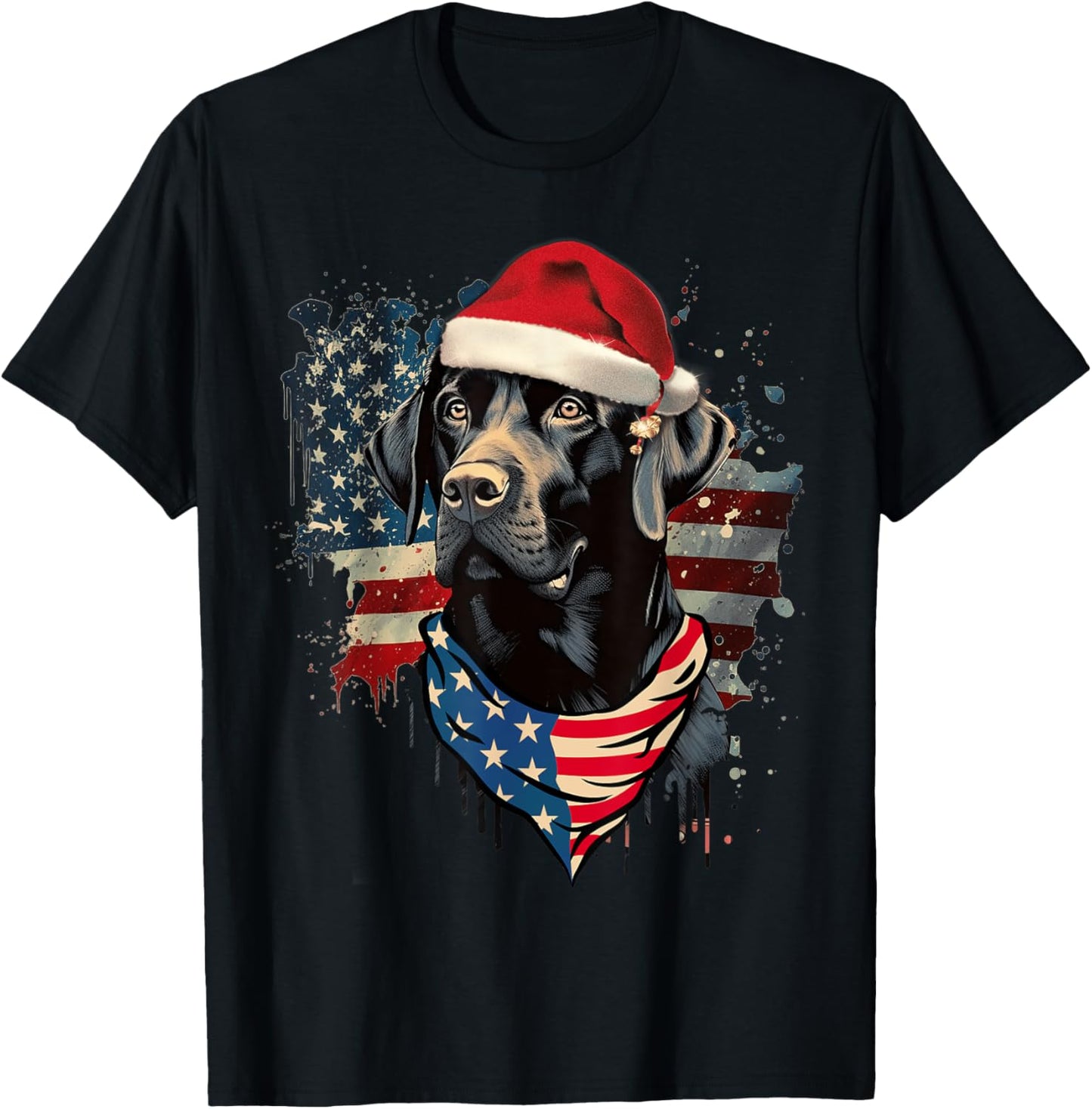 Retro Black Labrador Vintage Santa Christmas Tree Dog Xmas Men Women Kids T-Shirt - T-Shirt | Black