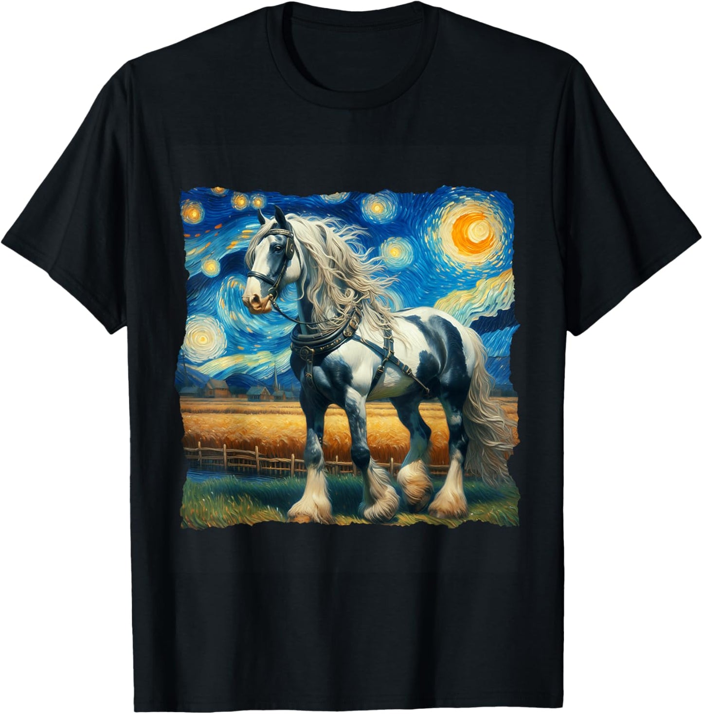 Belgian Draft Starry Night Belgian Draft Horse T-Shirt - T-Shirt | Black