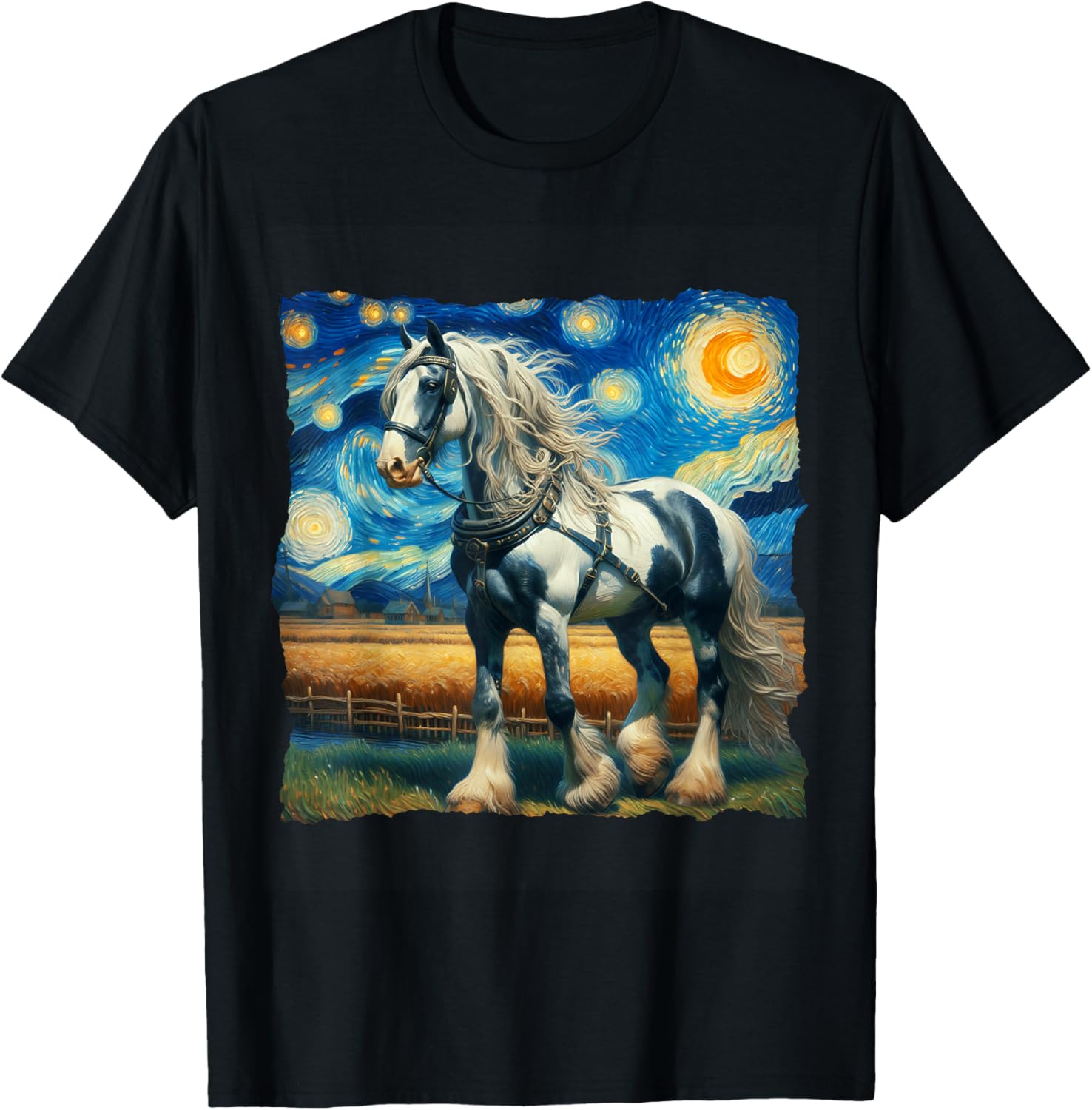 Belgian Draft Starry Night Belgian Draft Horse T-Shirt - T-Shirt | Black