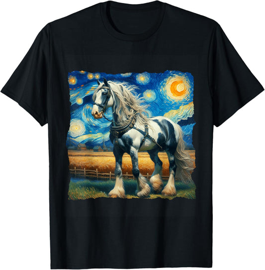 Belgian Draft Starry Night Belgian Draft Horse T-Shirt - T-Shirt | Black