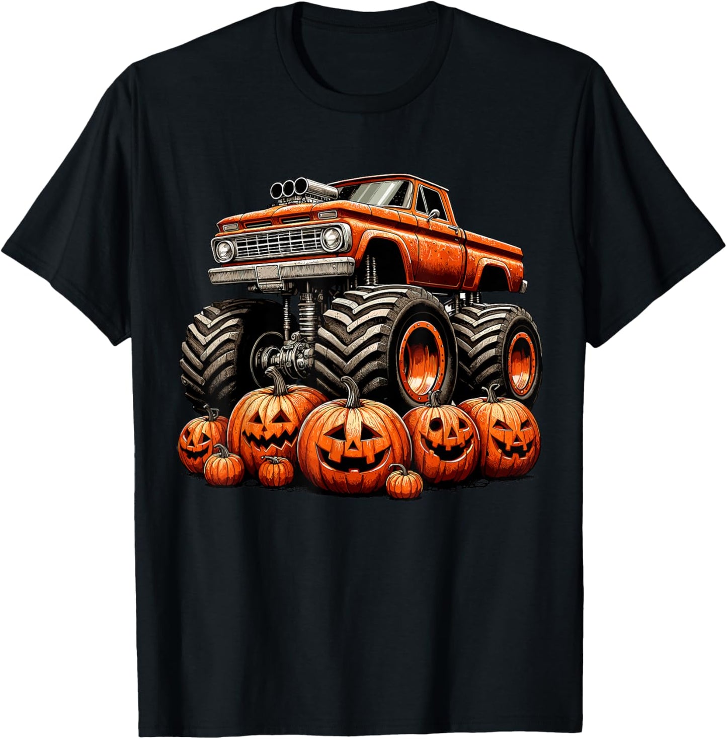 Monster Truck Pumpkin Halloween T-Shirt - T-Shirt | Black
