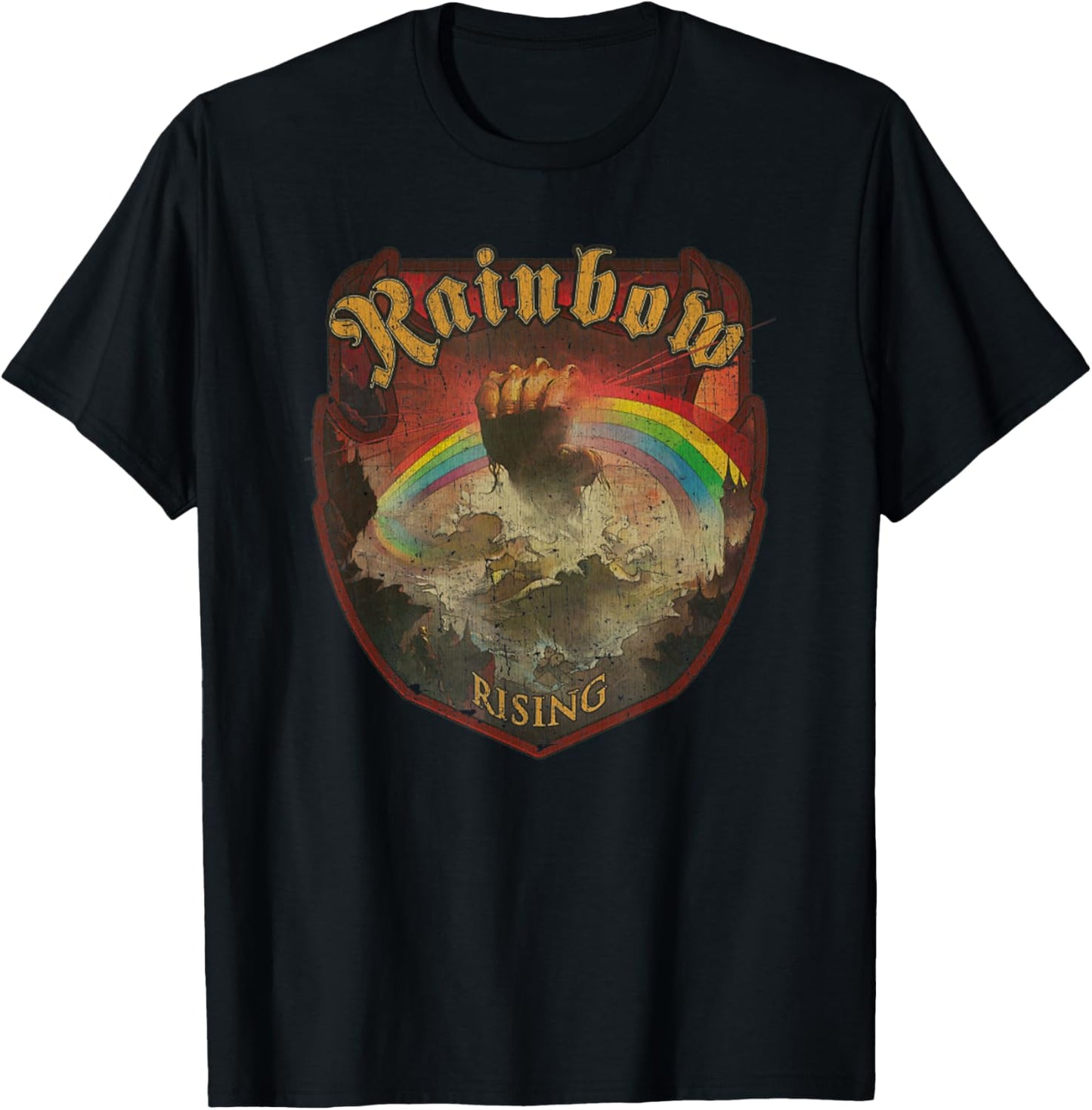 Vintage Rainbow Rising 70s Music Demon Hard Rock T-Shirt - T-Shirt | Black
