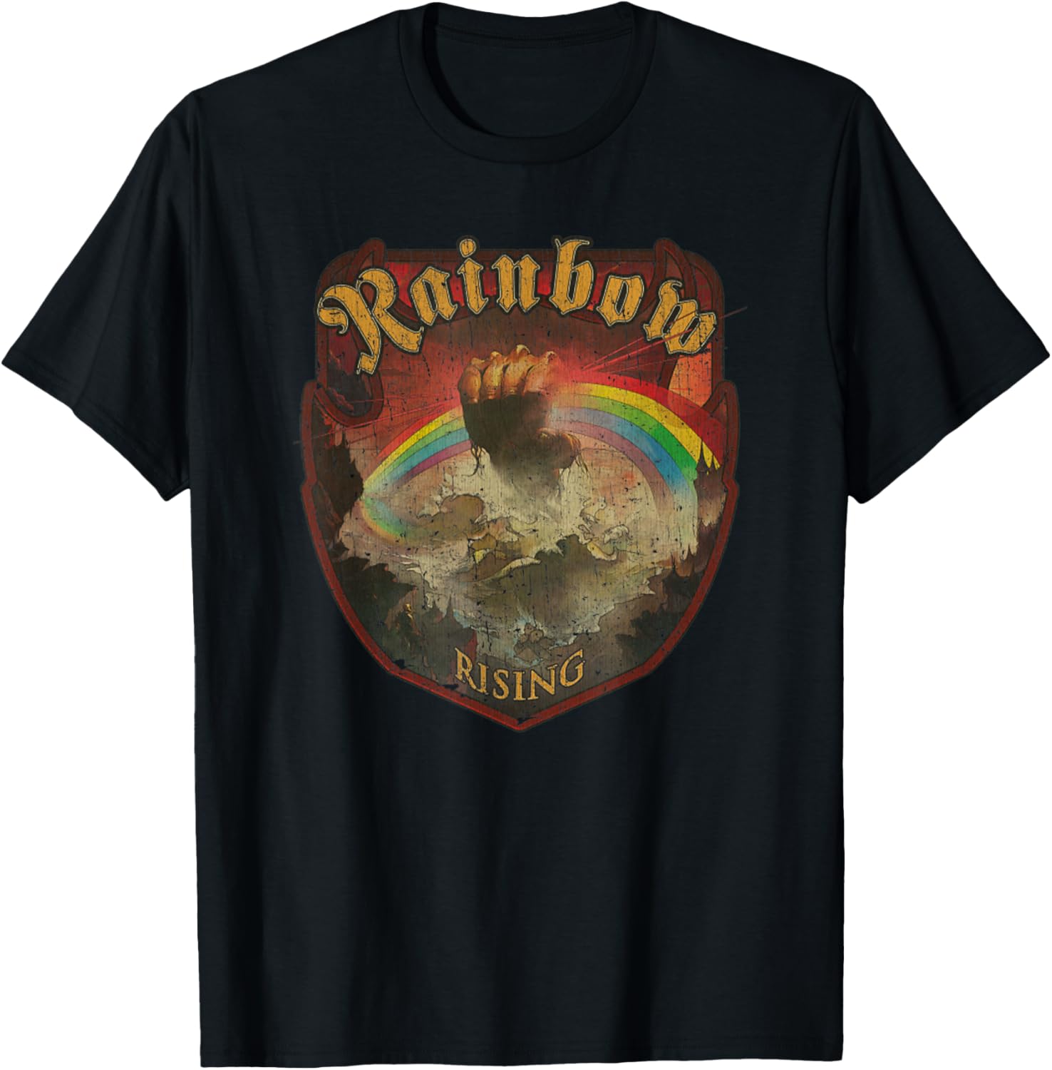 Vintage Rainbow Rising 70s Music Demon Hard Rock T-Shirt - T-Shirt | Black
