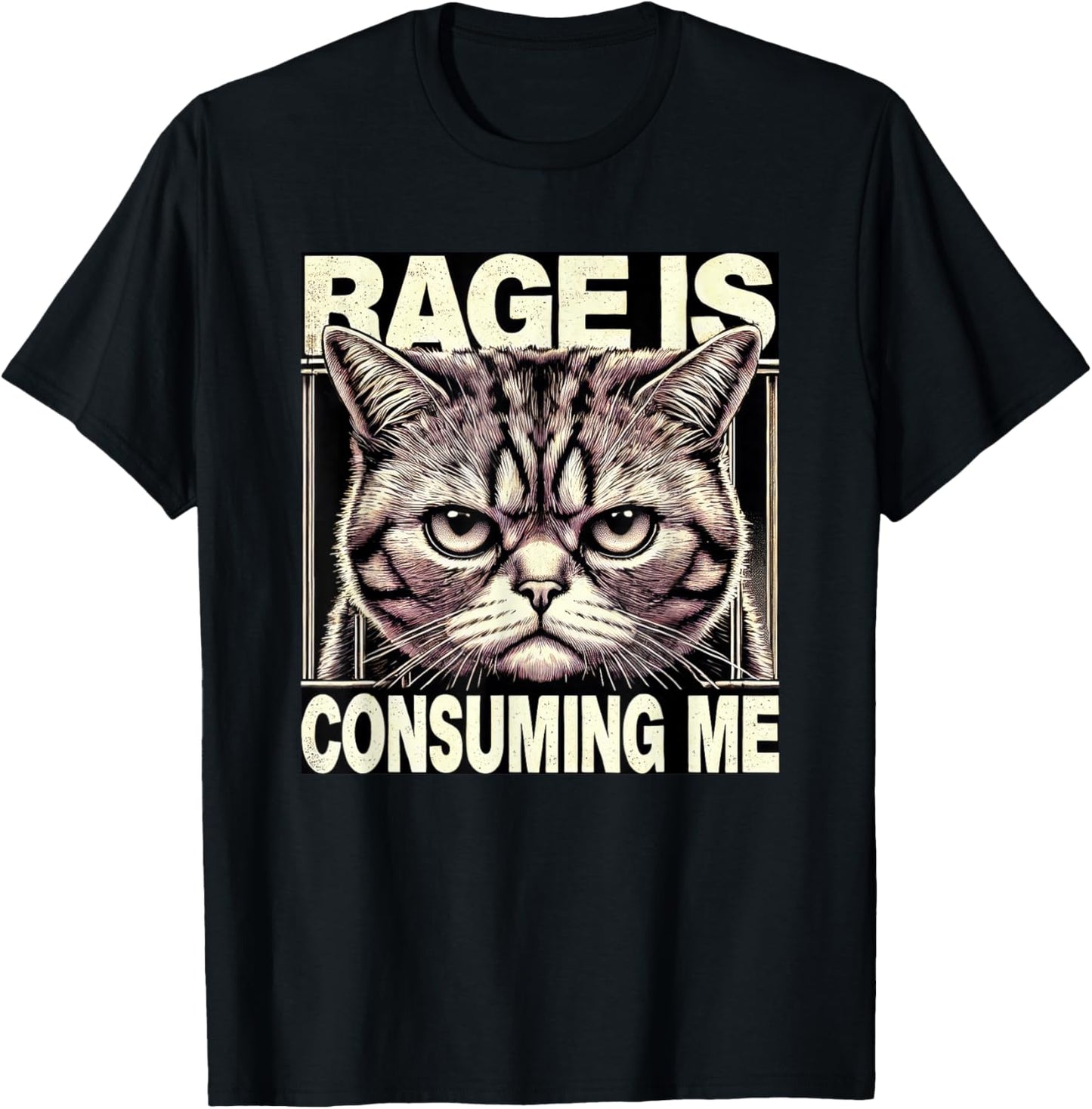 Women Men Rage Is Consuming Me Funny Cat Meme T-Shirt - T-Shirt | Black