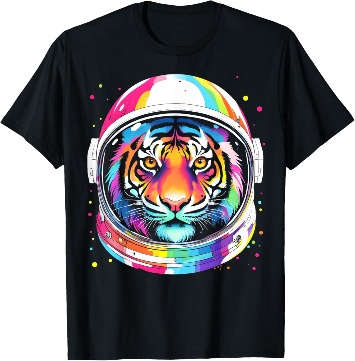 Astronaut Tiger Adventure Vibrant Colorful Space Funny T-Shirt - T-Shirt | Black