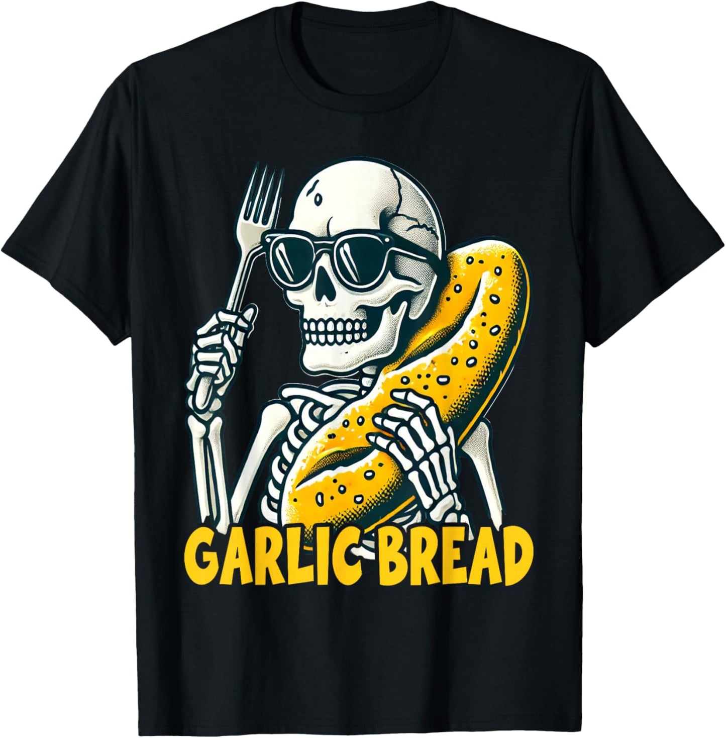 Garlic Bread Skeleton Funny T-Shirt - T-Shirt | Black