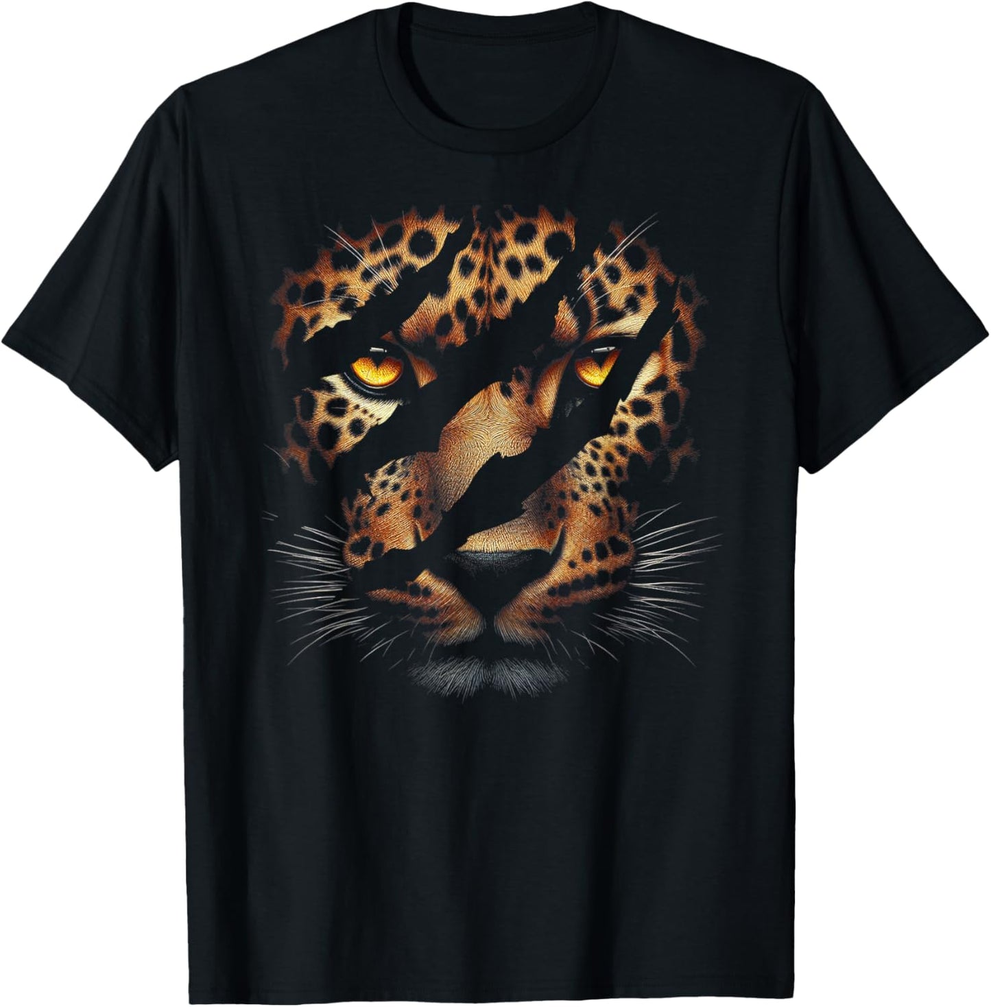 Leopard Cheetah Tiger Leopard Face Lion Cat T-Shirt - T-Shirt | Black