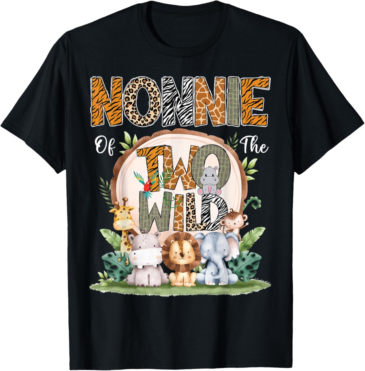 Nonnie Of The Two Wild Animal Safari 2Nd Birthday Party T-Shirt - T-Shirt | Black