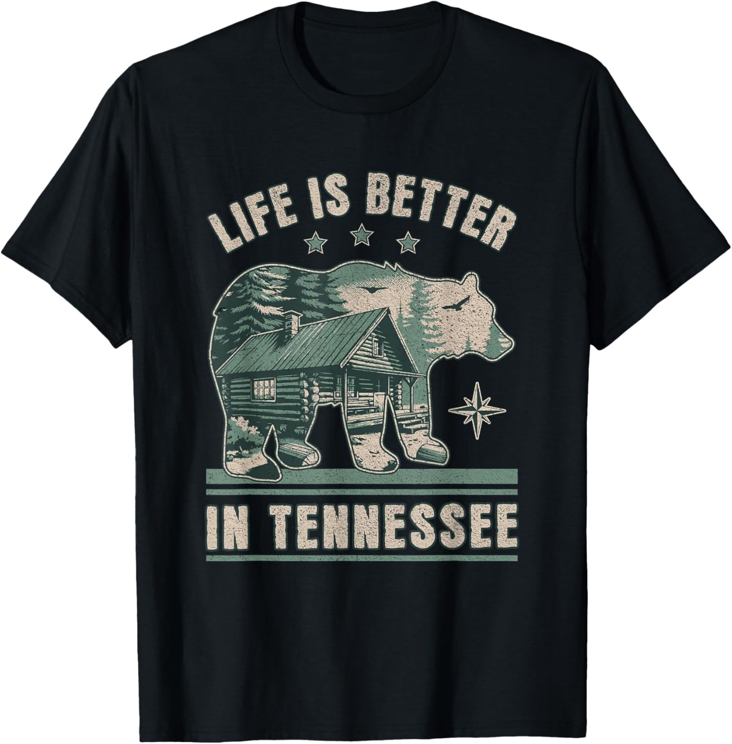 Life Is Better In Tennessee, Smoky Mountains Outdoors Hiking T-Shirt - T-Shirt | Black