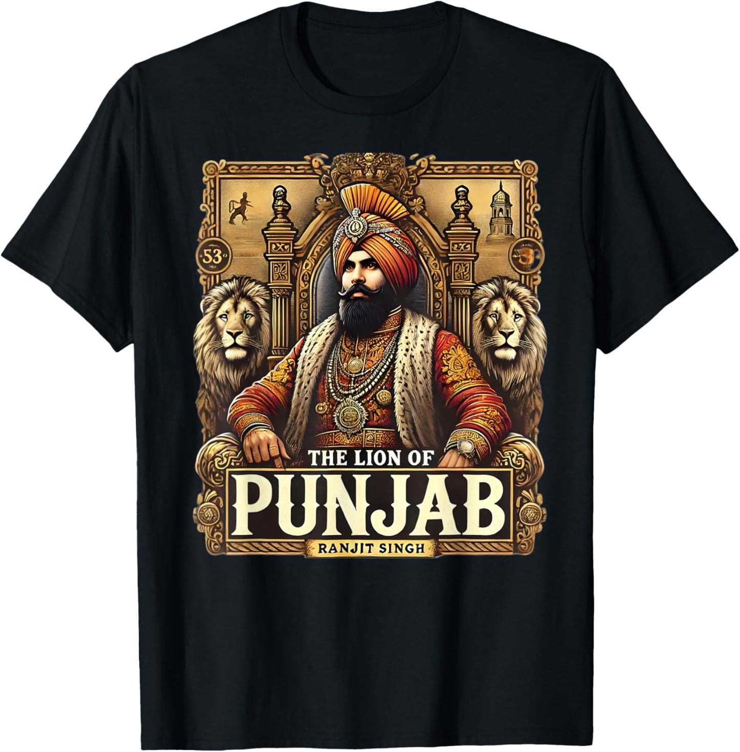 Majaraja Ranjit Singh Ther Lion of Punjab T-Shirt - T-Shirt | Black