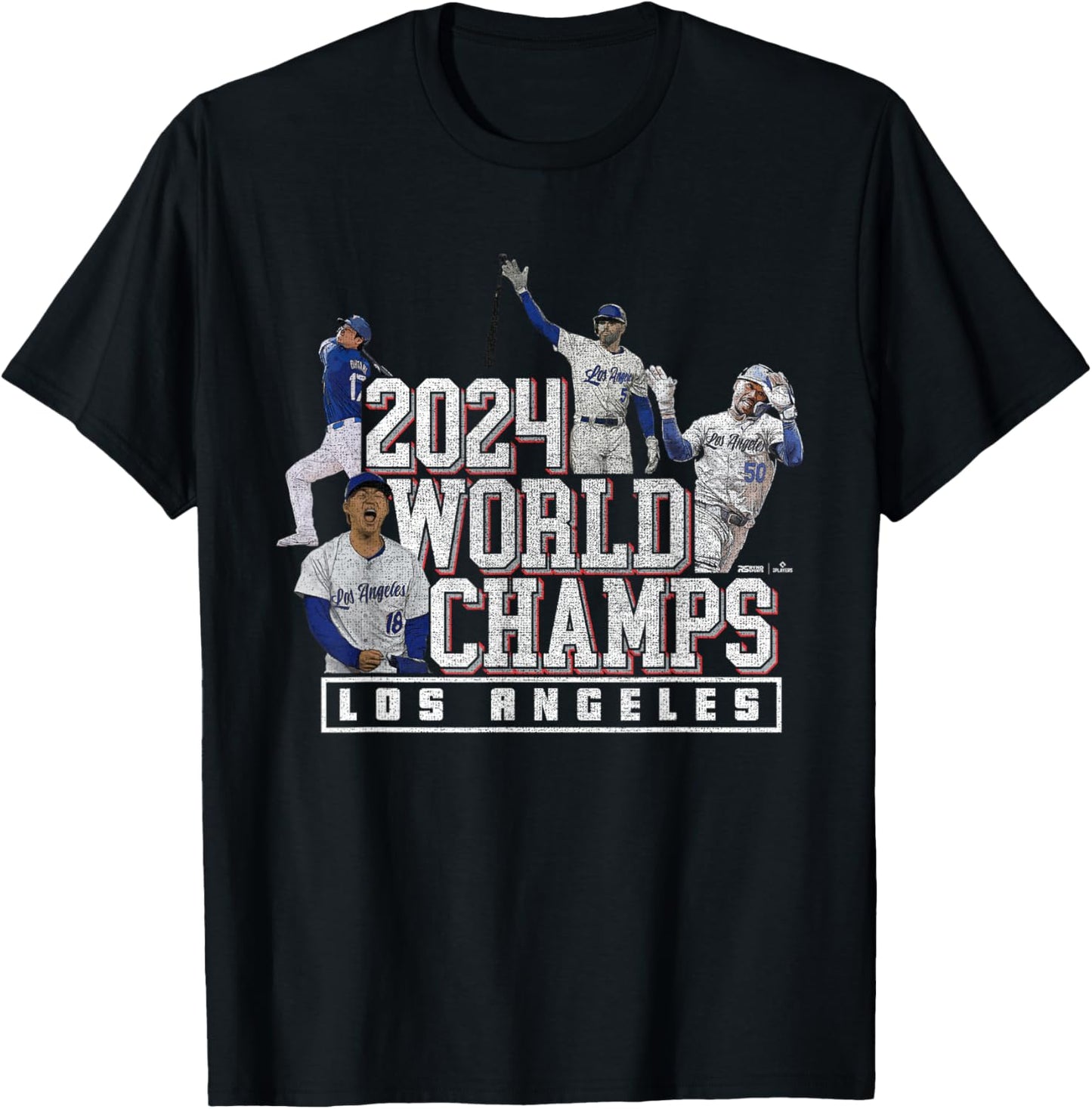 Ryno Sports 2024 World Champs LA Team 4 Players Los Angeles Baseball T-Shirt - T-Shirt | Black