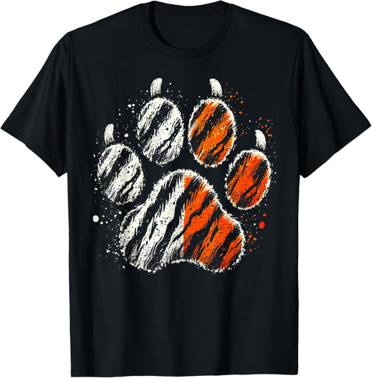Tiger Paw Big Cat Tiger T-Shirt - T-Shirt | Black