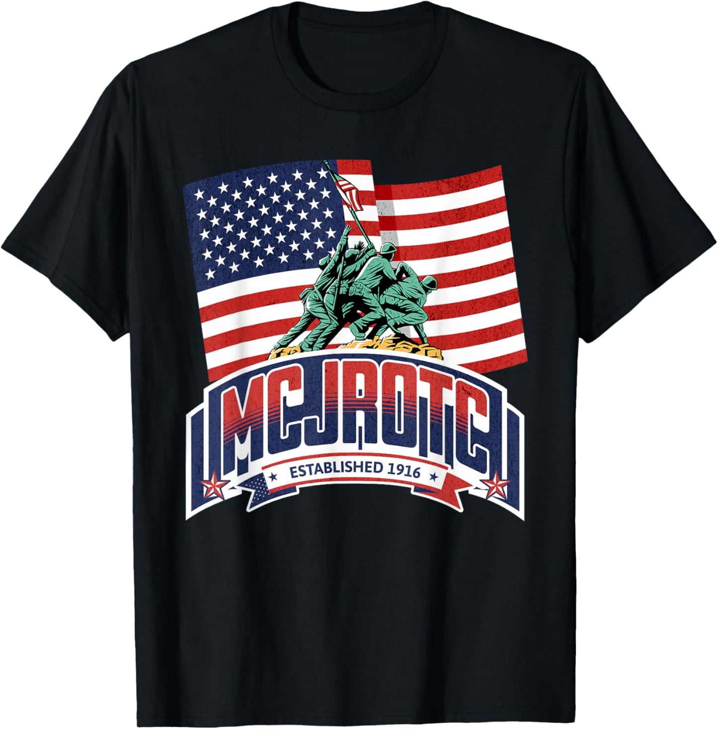Patriotic MCJROTC Cadet Proud Military American Flag MCJROTC T-Shirt - T-Shirt | Black