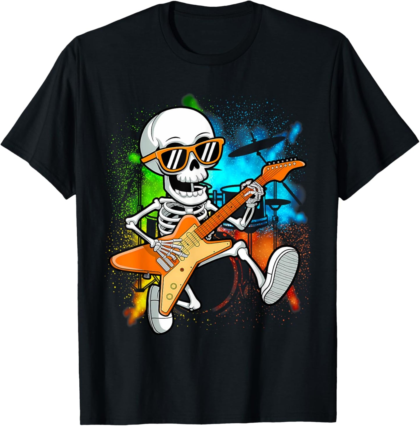 Skeleton Playing Guitar Rock & Roll Boys Kids T-Shirt - T-Shirt | Black
