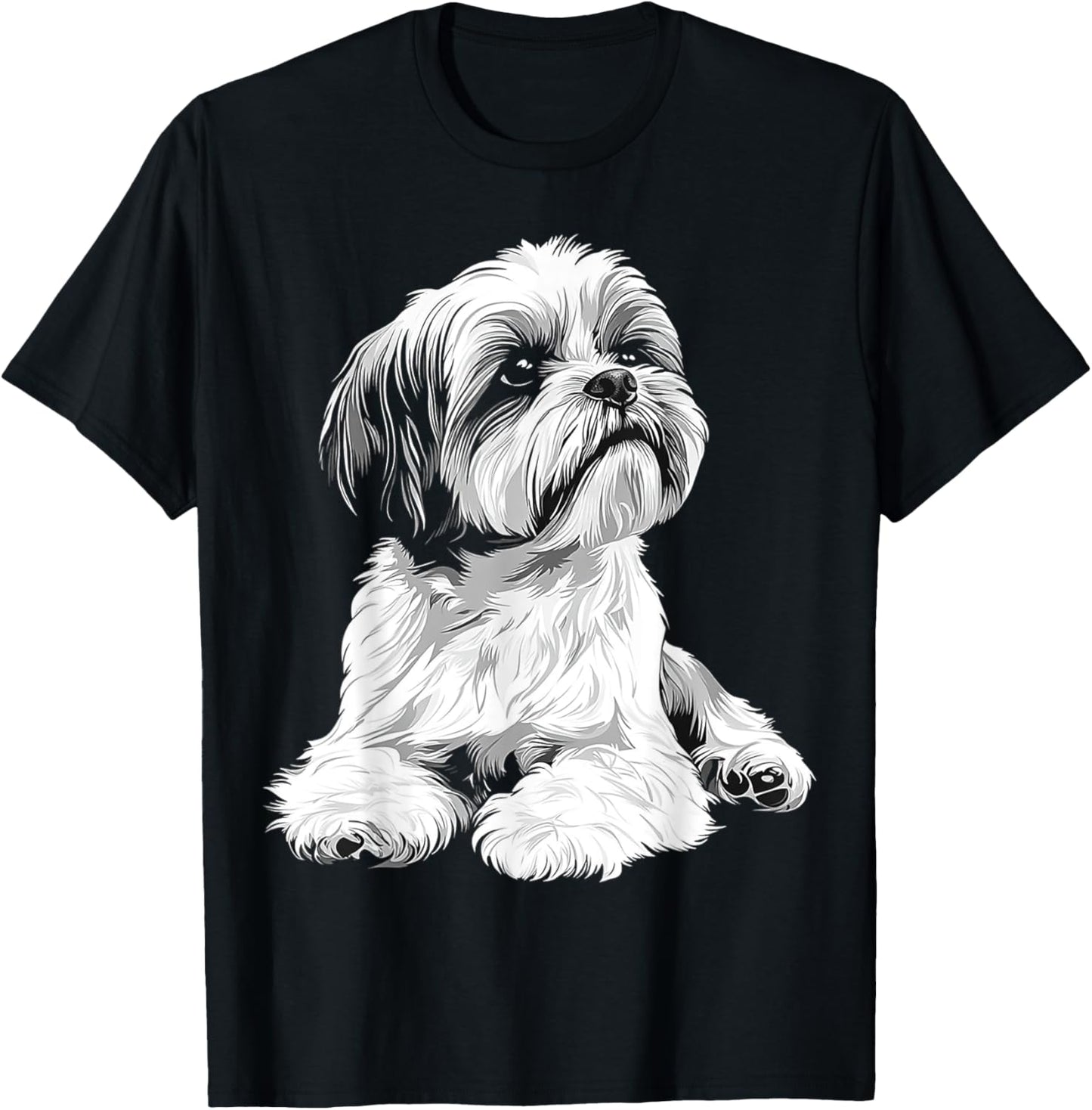 Shih Tzu Dog Motif Pet Illustration Shih Tzu Women Kids T-Shirt - T-Shirt | Black