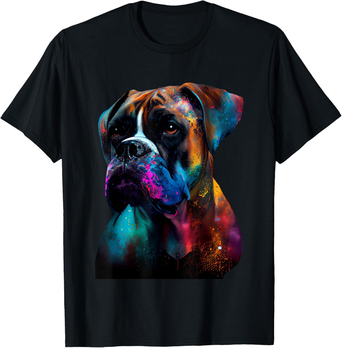 Colorful Boxer Dog Vibrant Paint Splash Women Kids T-Shirt - T-Shirt | Black