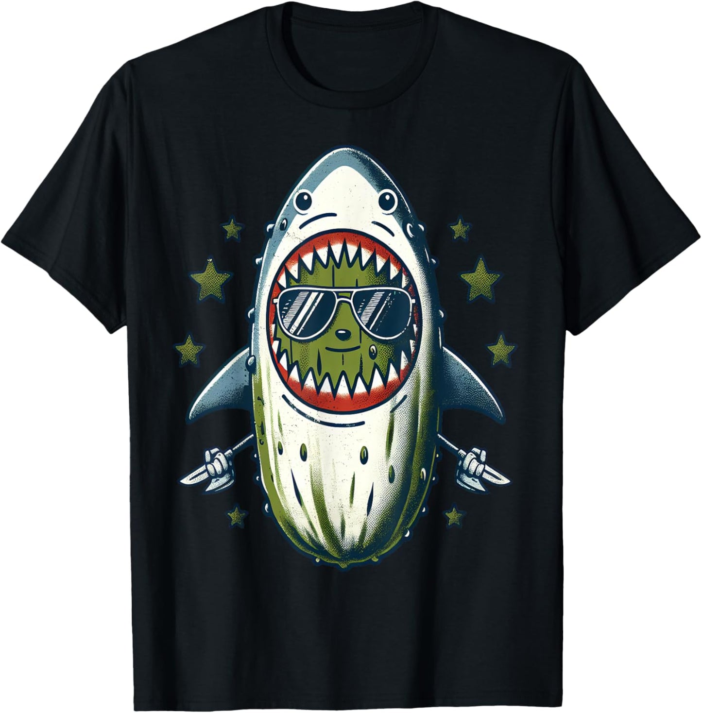 Cool Pickle Shark T-Shirt - T-Shirt | Black
