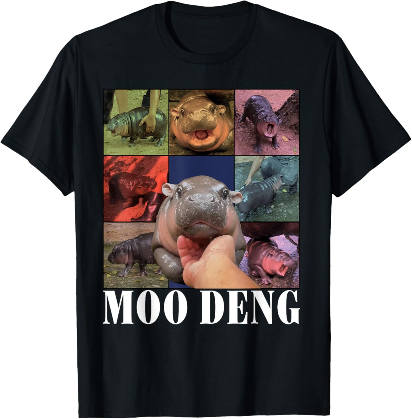 Funny Moo-Deng Baby Pygmy Hippo Cute Zoo For Family T-Shirt - T-Shirt | Black