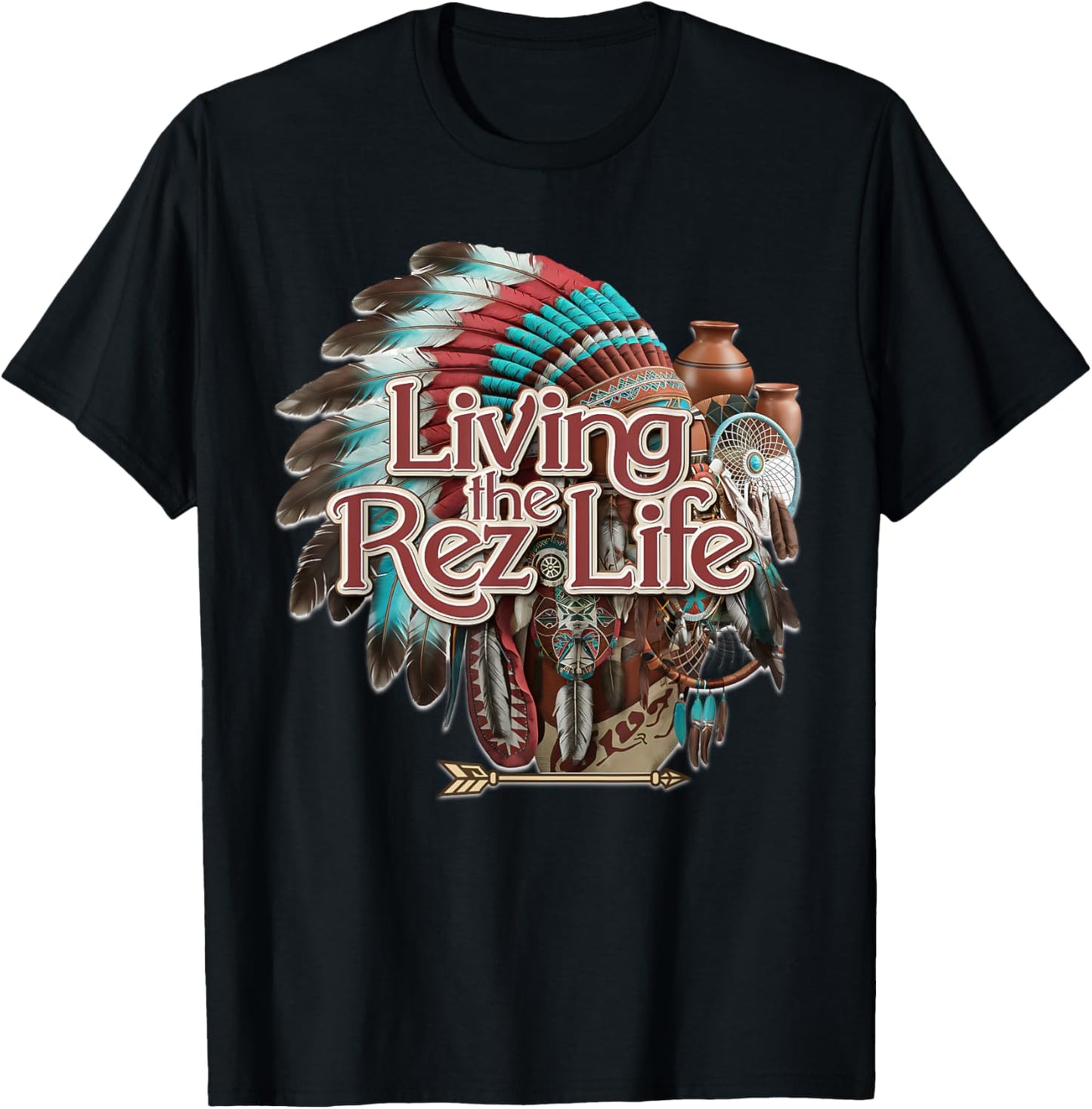 Living the Rez Life Designs - Native American Pride Apparel T-Shirt - T-Shirt | Black