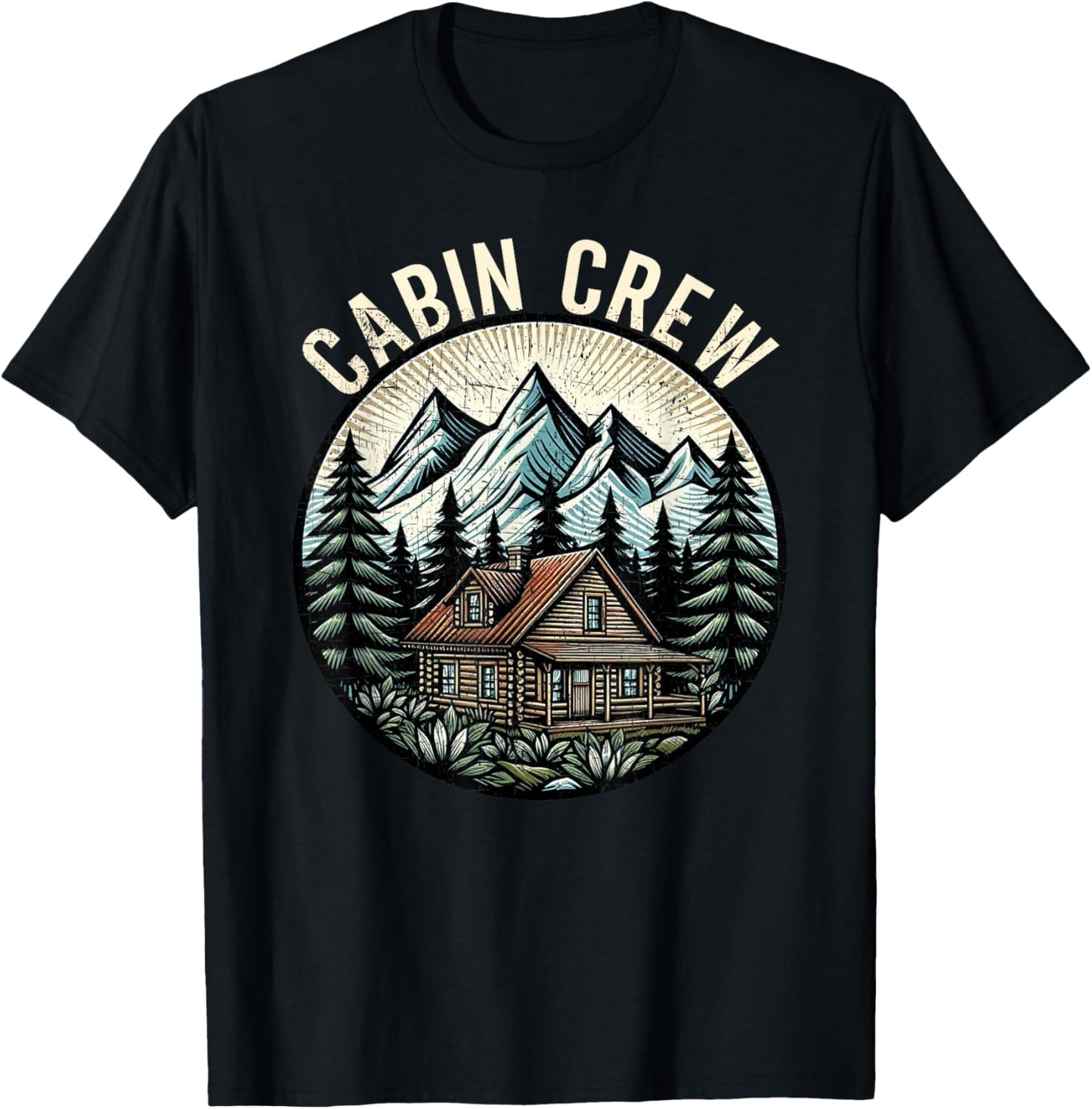 Cabin Crew Cabin Family Vacation Outdoor Nature T-Shirt - T-Shirt | Black