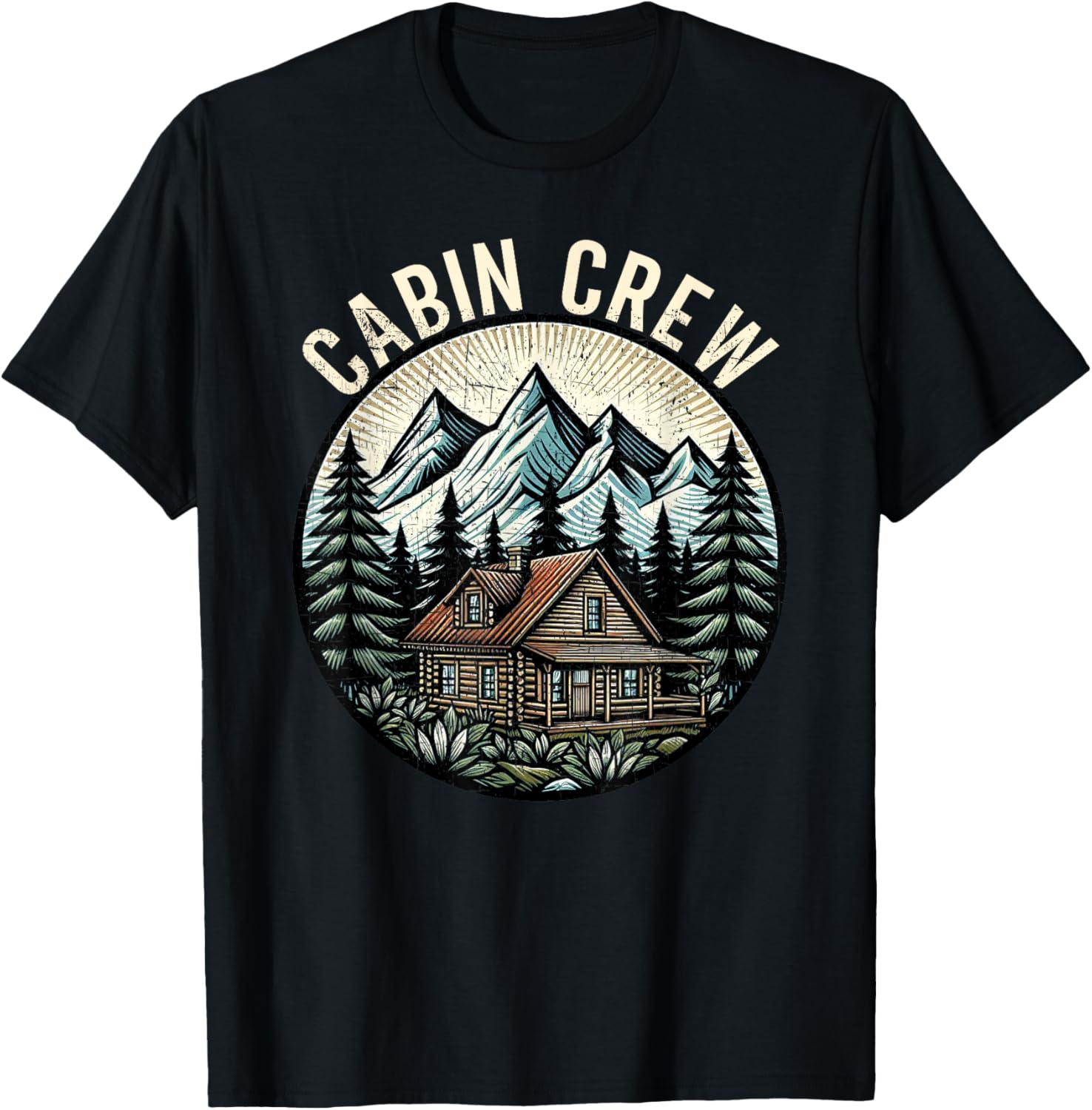 Cabin Crew Cabin Family Vacation Outdoor Nature T-Shirt - T-Shirt | Black