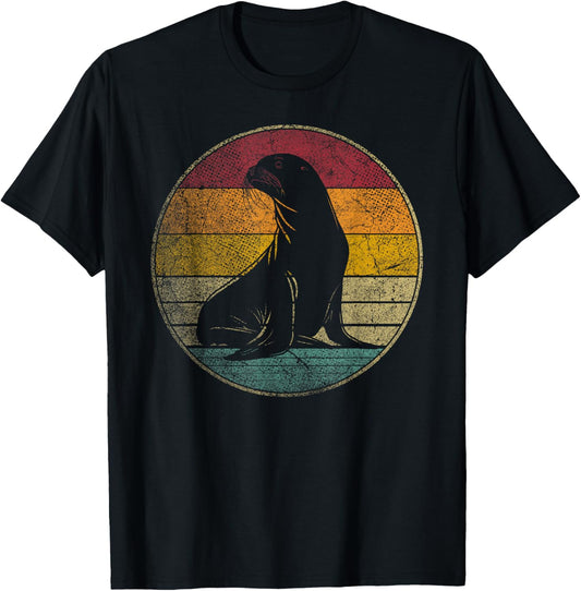 Sea Lion - Vintage Funny Retro Style 70s 80s Men Women Kids T-Shirt - T-Shirt | Black