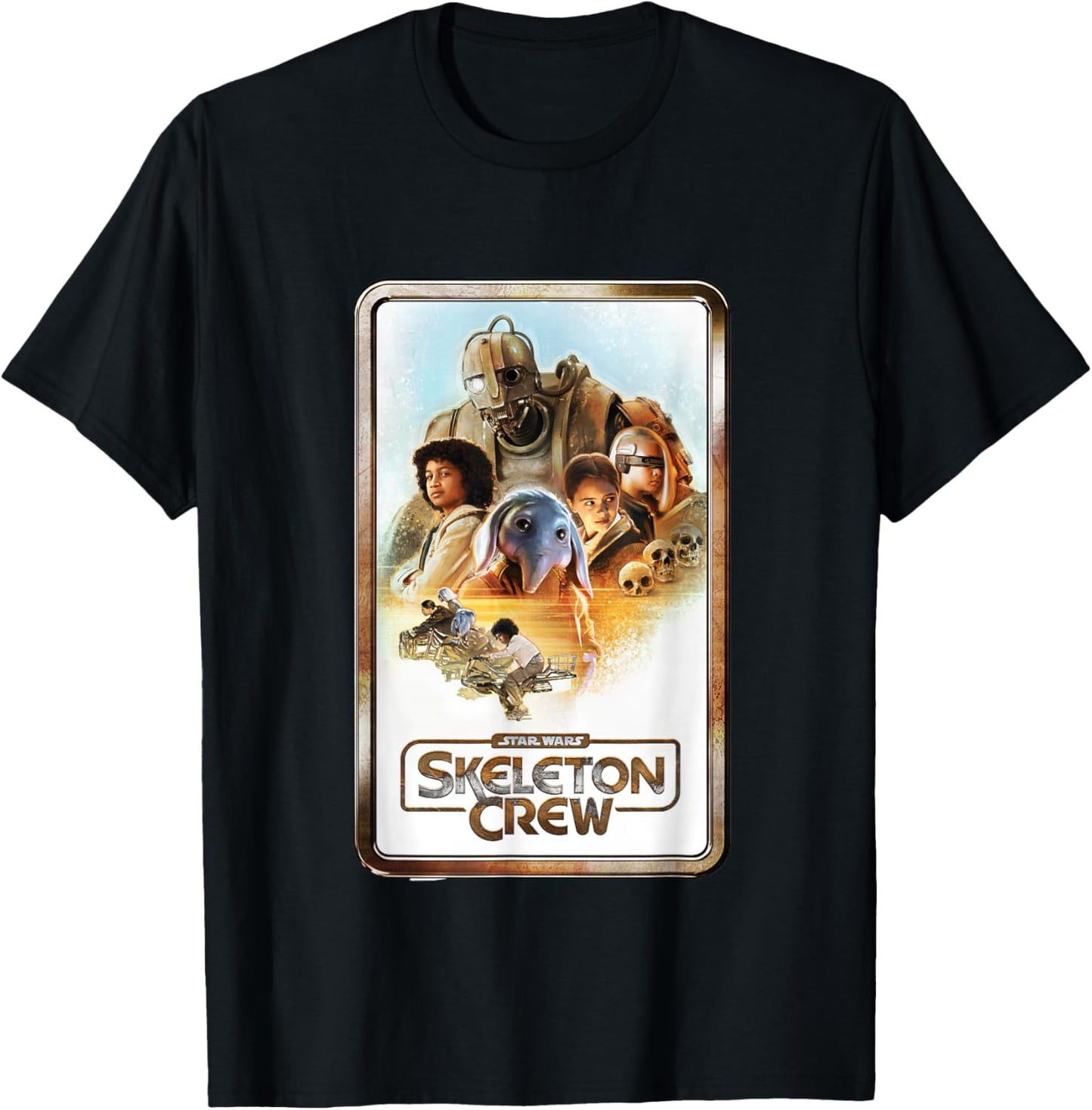 Star Wars Skeleton Crew Retro Golden Frame Poster T-Shirt - T-Shirt | Black