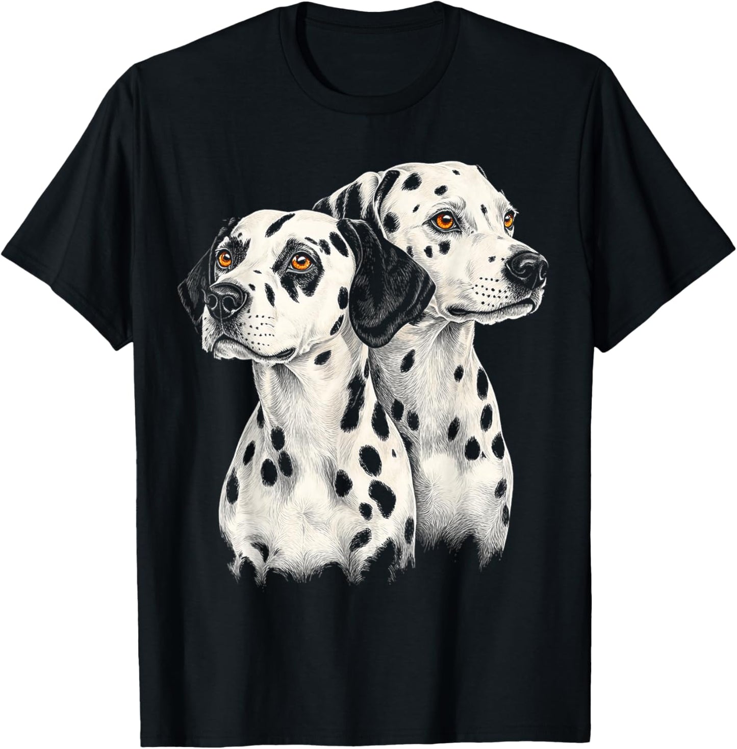 Dalmatian Dog Motif Pet Illustration Dalmatian T-Shirt - T-Shirt | Black