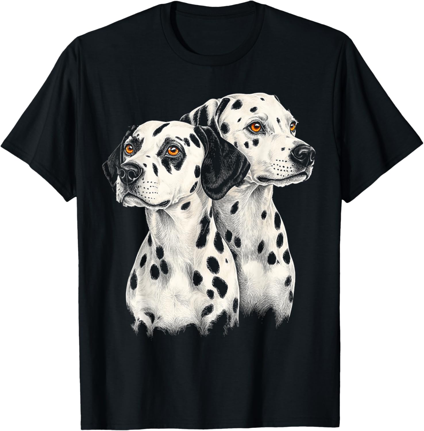 Dalmatian Dog Motif Pet Illustration Dalmatian T-Shirt - T-Shirt | Black