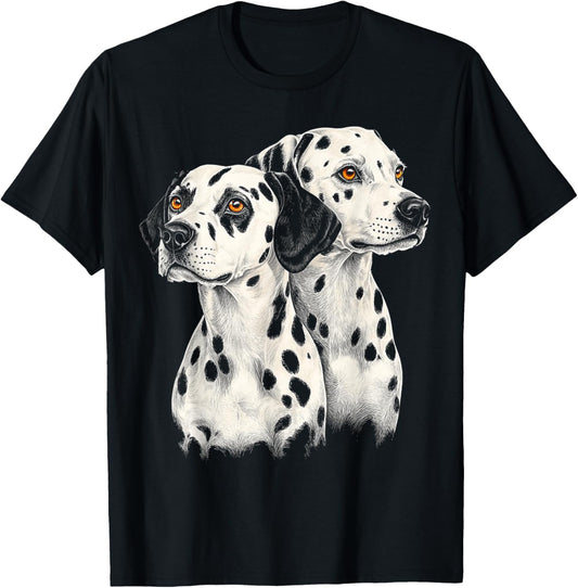 Dalmatian Dog Motif Pet Illustration Dalmatian T-Shirt - T-Shirt | Black