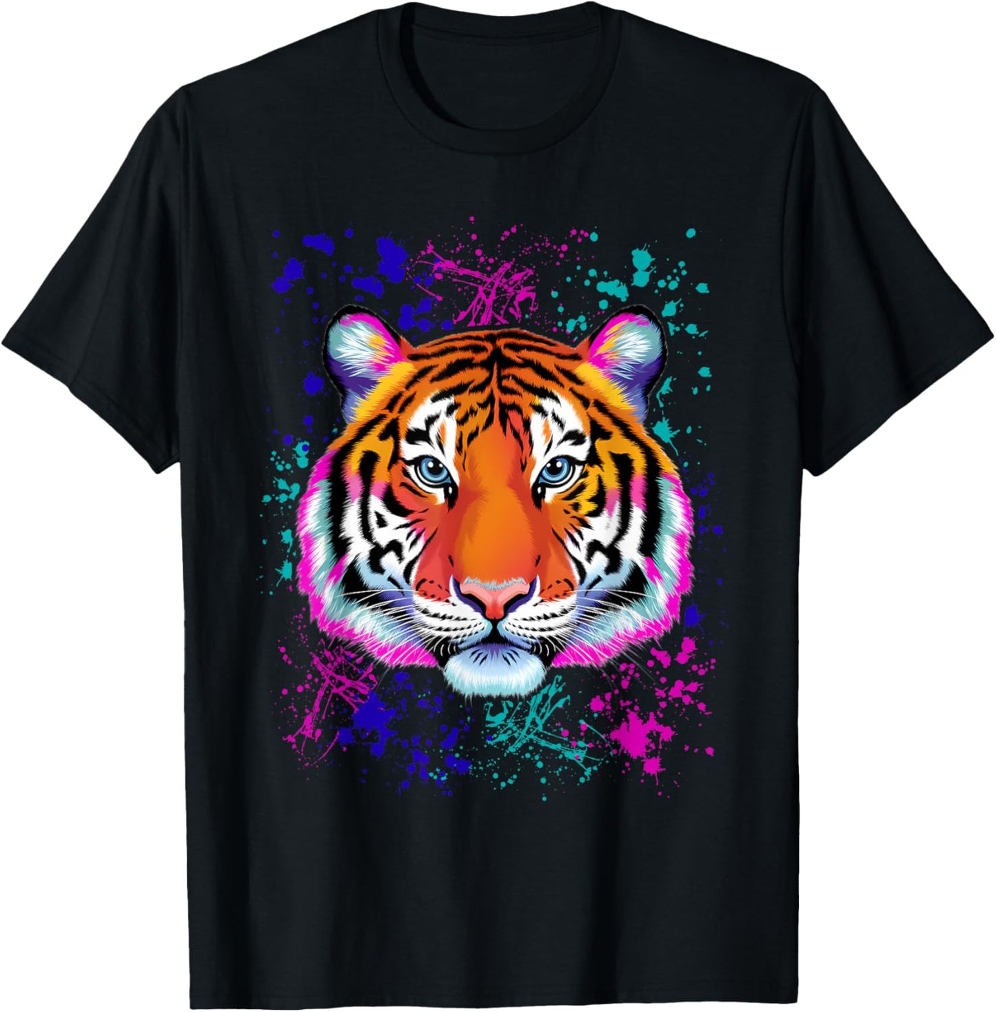 Colorful Tiger Graphic T-Shirt - T-Shirt | Black