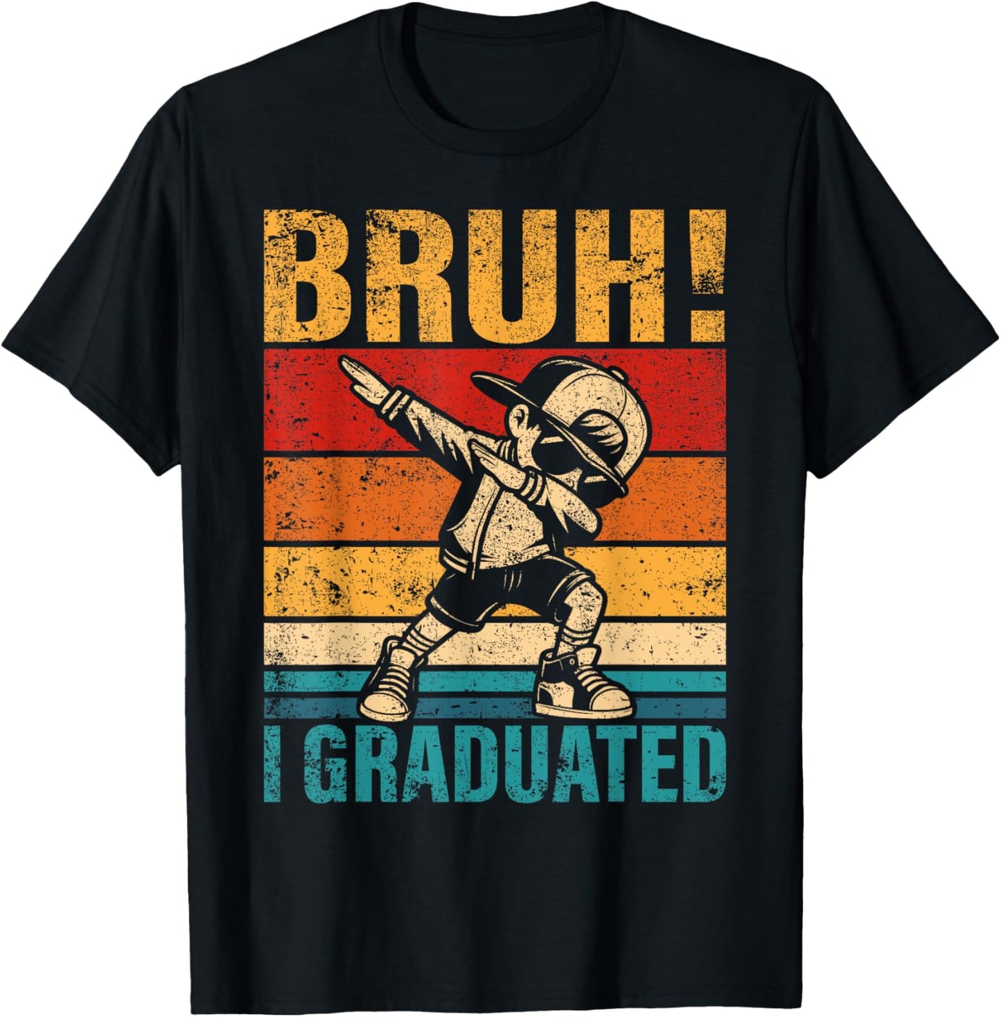 Dabbing Boy Bruh I Graduated School Graduation Student T-Shirt - T-Shirt | Black