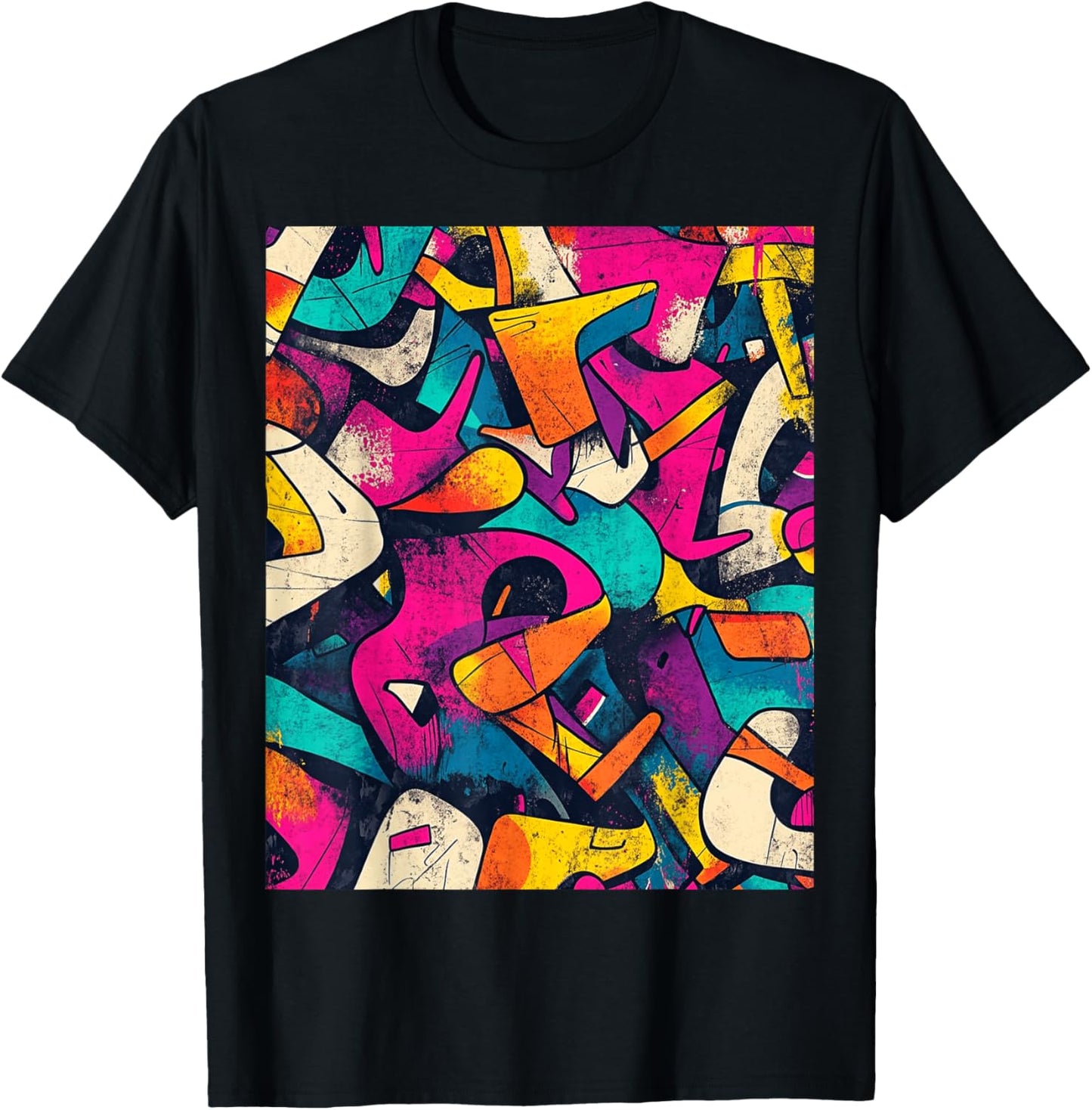 Vibrant Graffiti Style Modern Urban Fashion T-Shirt - T-Shirt | Black