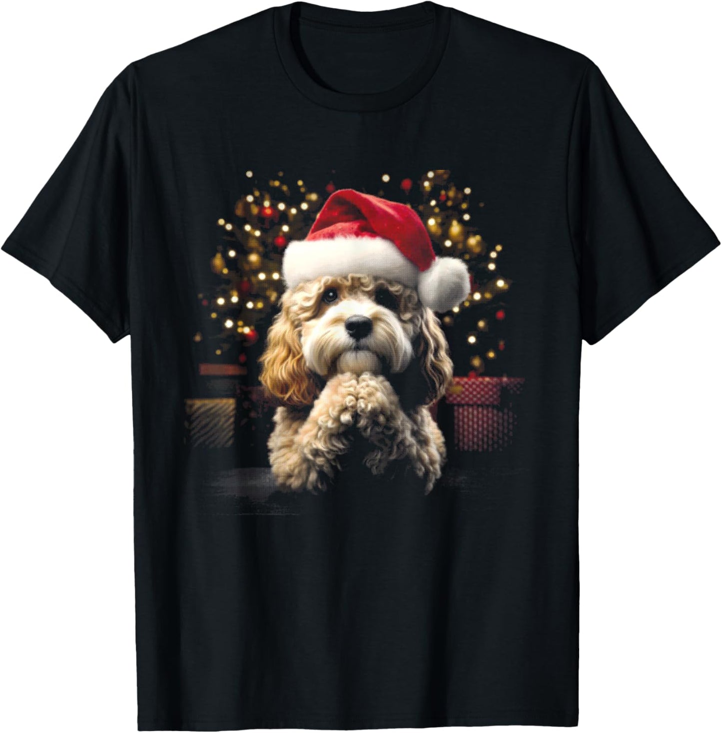 Cavapoo Cavoodle Santa Hat - Vintage Dog Xmas Lover T-Shirt - T-Shirt | Black