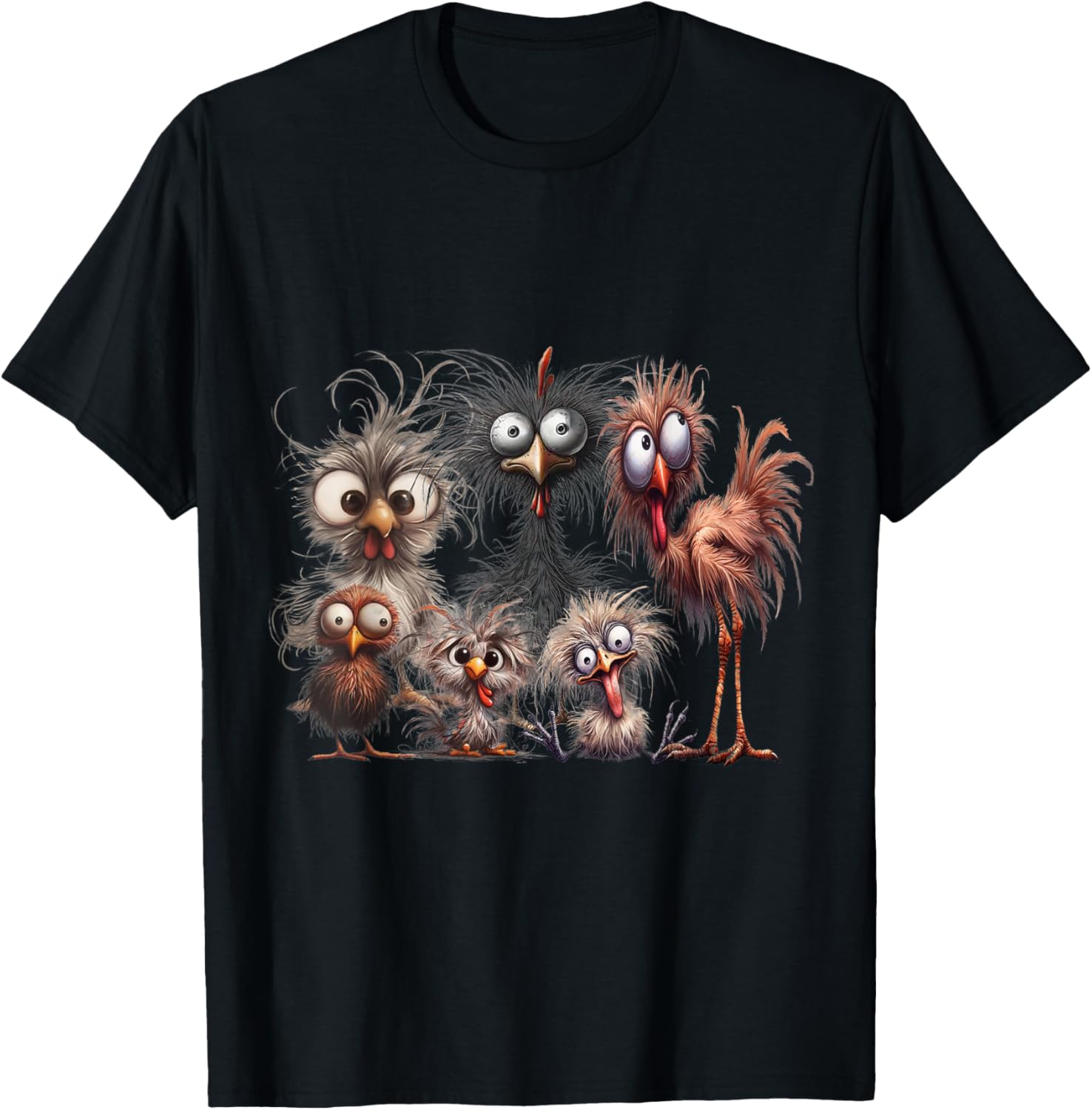 Funny Chicken Lovers - Crazy Chicken Family Matching Eagerly Funny Chicken Art - , Black, Small, Short Sleeve T-Shirt - T-Shirt | Black