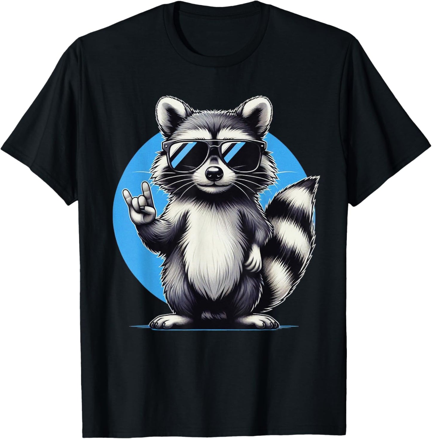 Funny Retro Raccoon Rock Music Men, Kids, Women Cool Raccoon T-Shirt - T-Shirt | Black