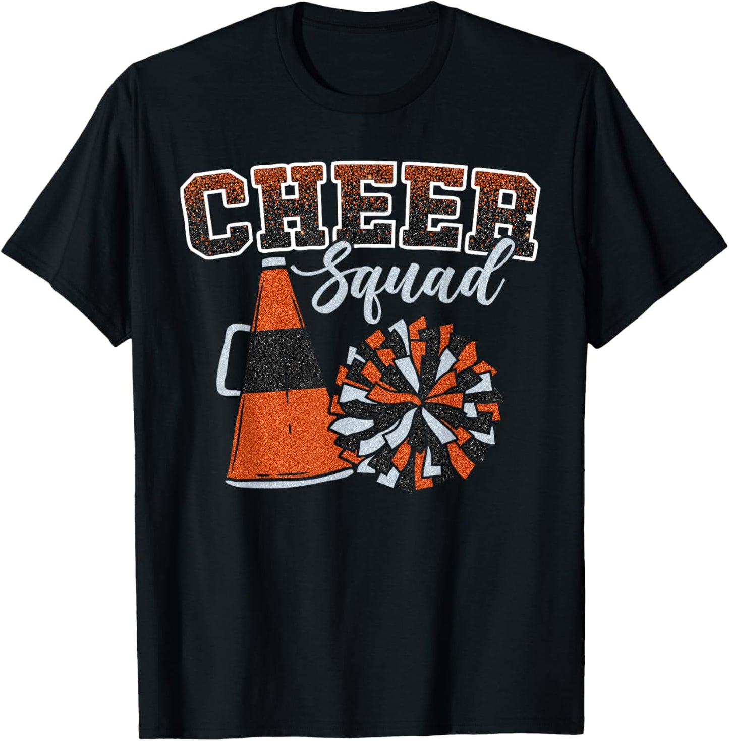 Cheer Squad Funny Cheerleader Cheerleading Orange Women Girl T-Shirt - T-Shirt | Black