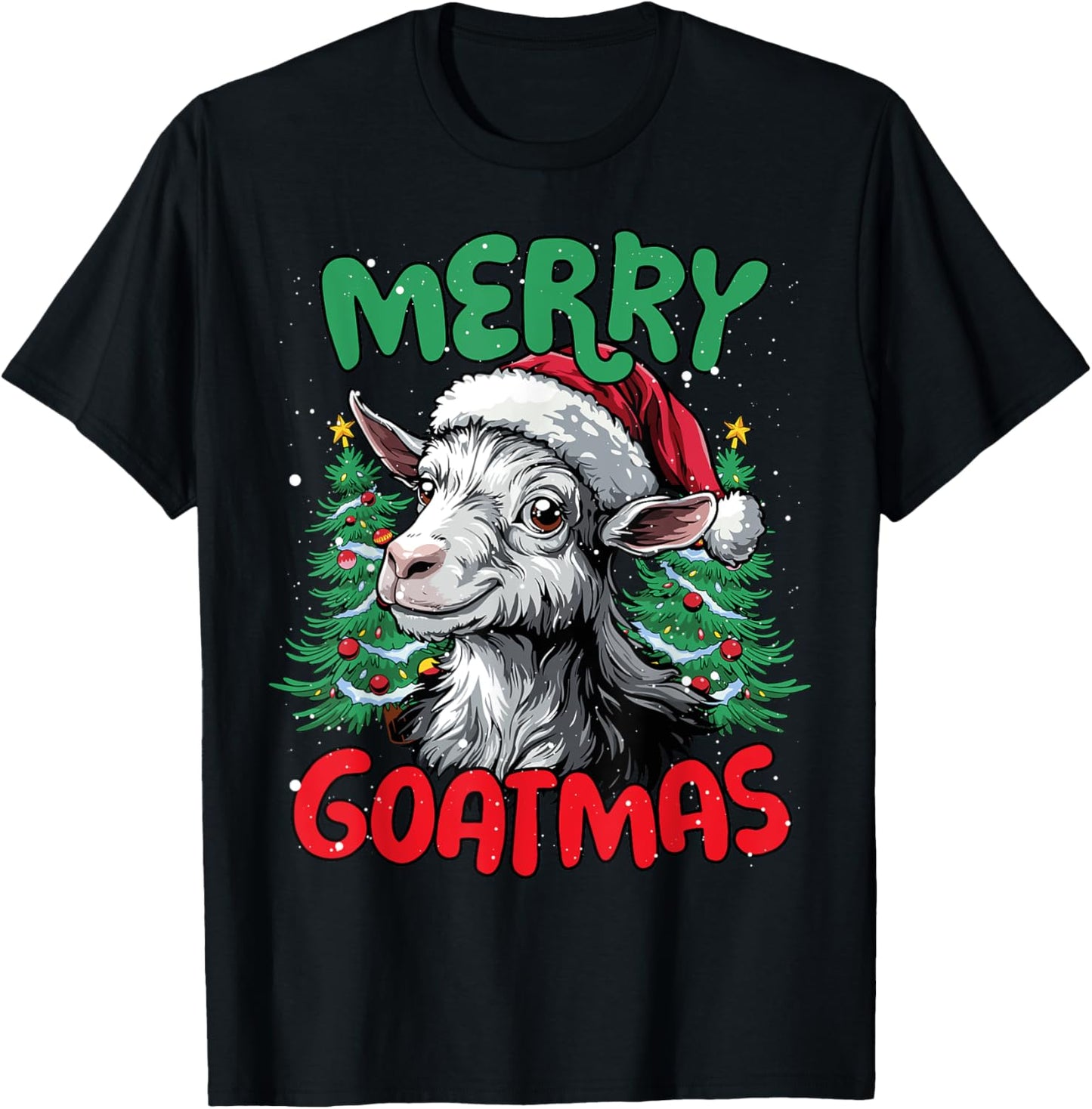 Merry Goatmas Funny Christmas Duck Lover T-Shirt - T-Shirt | Black